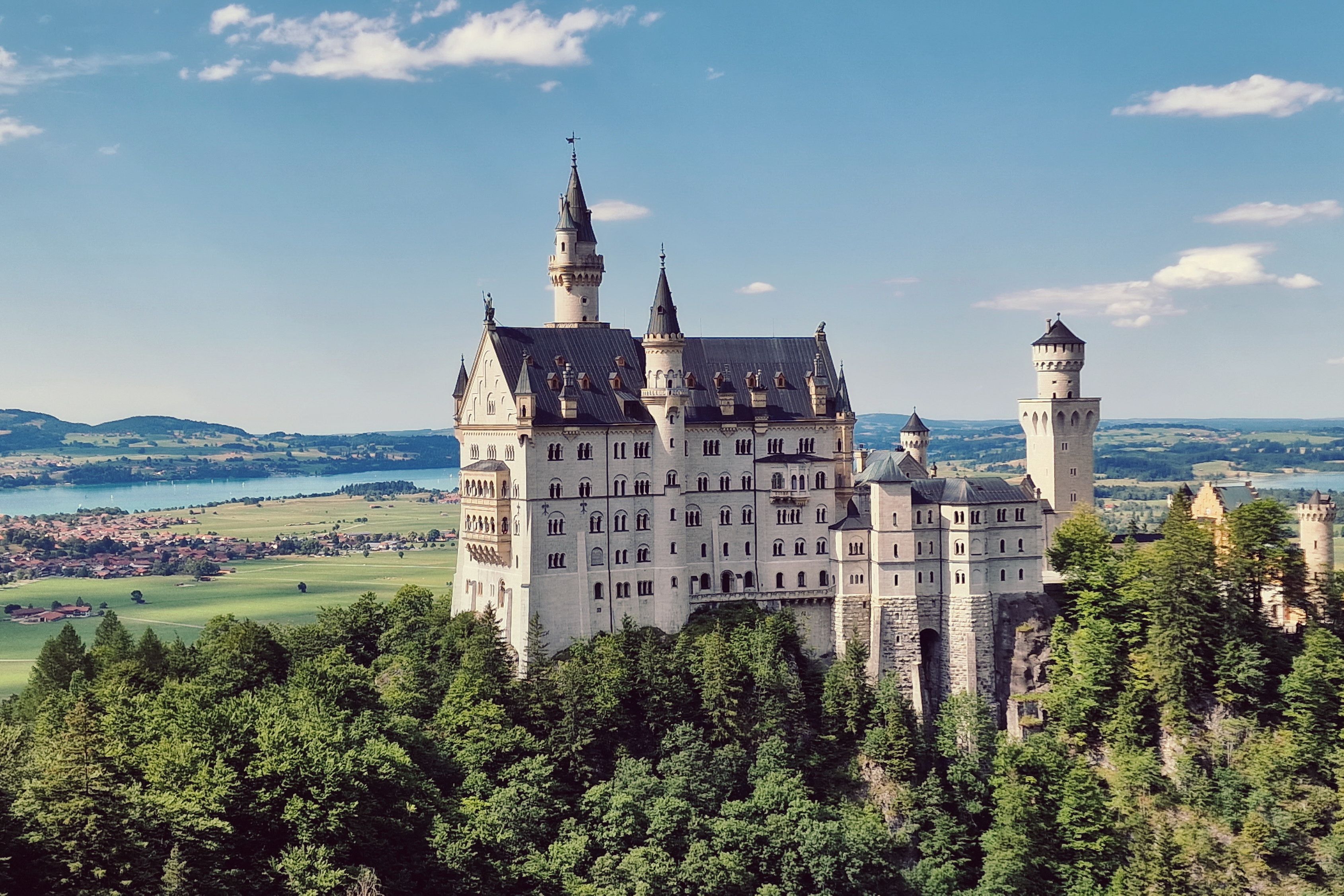 Fairytale Neuschwanstein Castle nestled in the Bavarian Alps