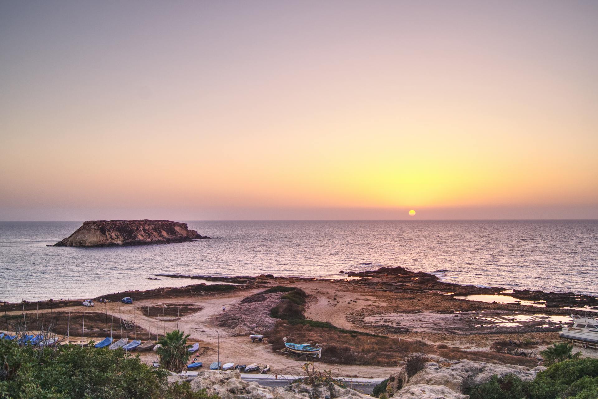 Sunset Over the Sea at Paphos, Cyprus
