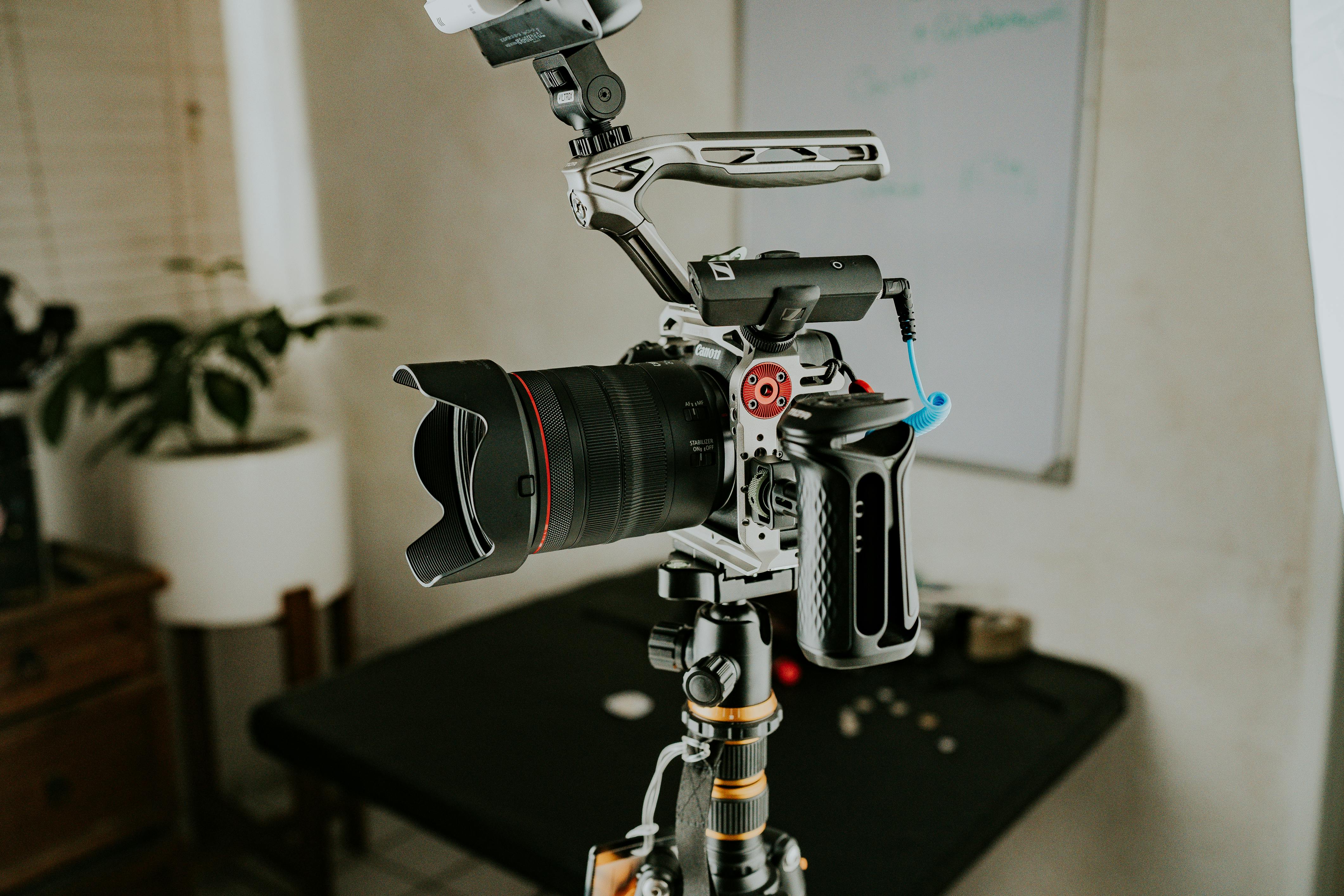 professional dslr camera setup in studio