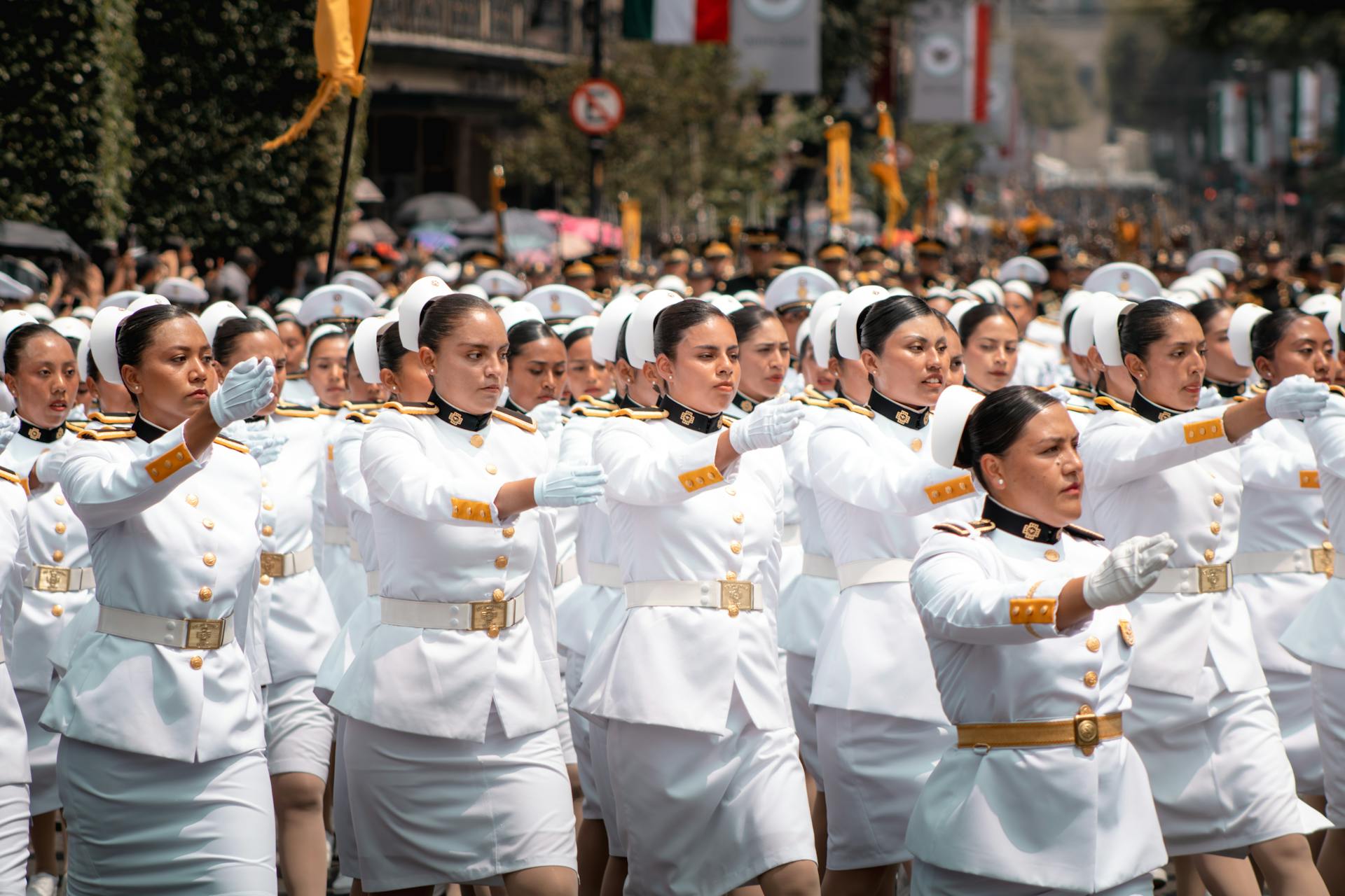 Military Parade in Mexico City with Female Cadets