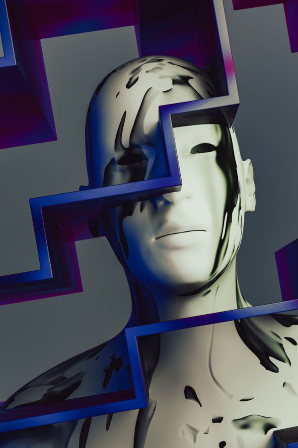 Sculpted face broken by geometric planes, render by Steve A Johnson on Pexels