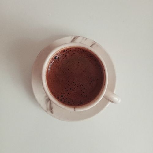 Free Aesthetic minimalist shot of Turkish coffee in a marble cup from above. Stock Photo