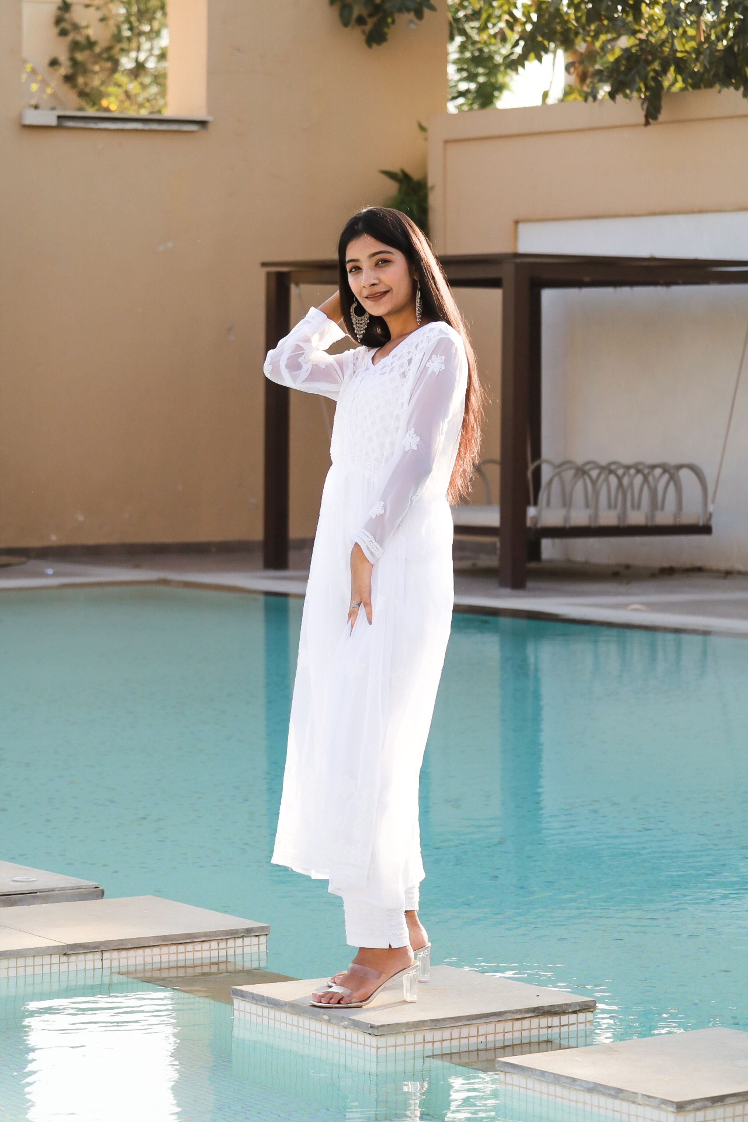 White Chikankari