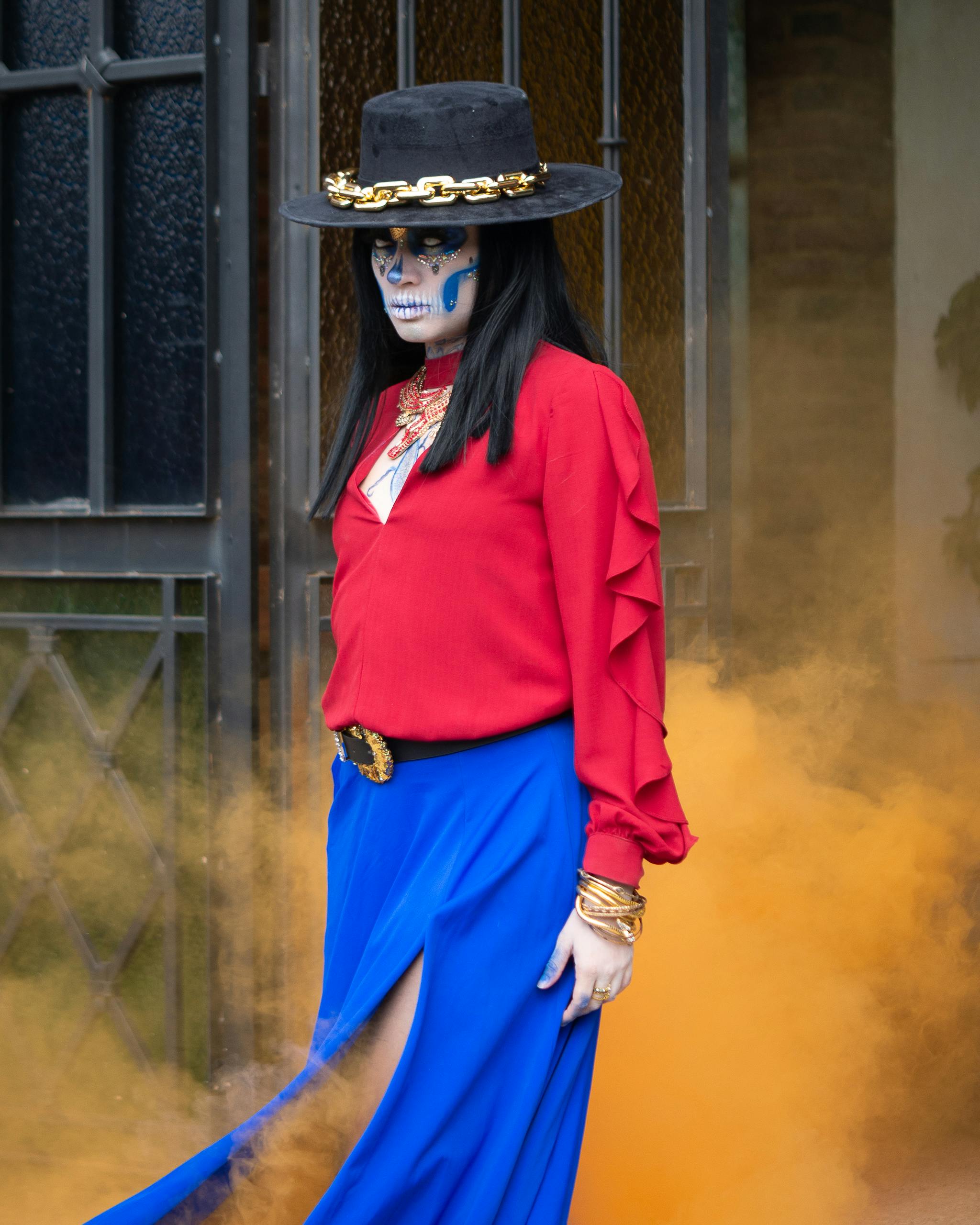 elegant catrina in traditional mexican attire