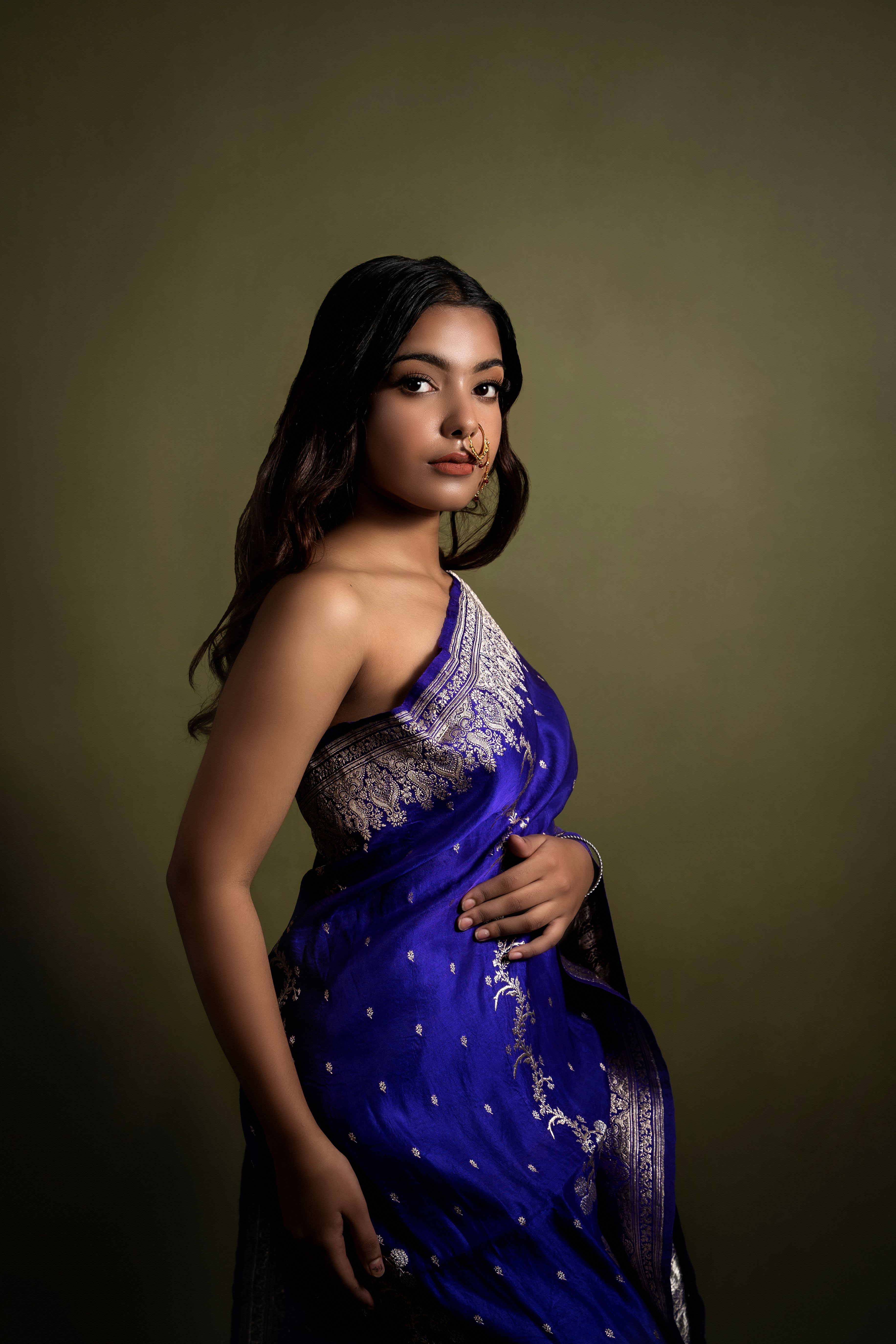 Elegant Portrait of Woman in Traditional Saree · Free Stock Photo