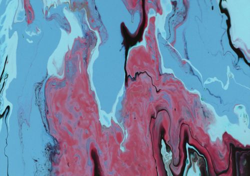 Free Vibrant abstract art featuring fluid blue and red paint on a canvas, showcasing bold patterns. Stock Photo