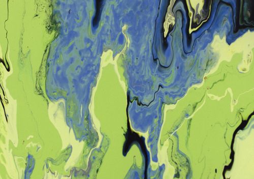 Free Explore dynamic fluid art with swirling blue and green colors in this captivating abstract painting. Stock Photo