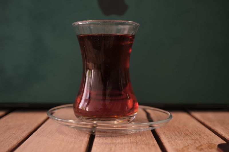 Traditional tea in a clear glass