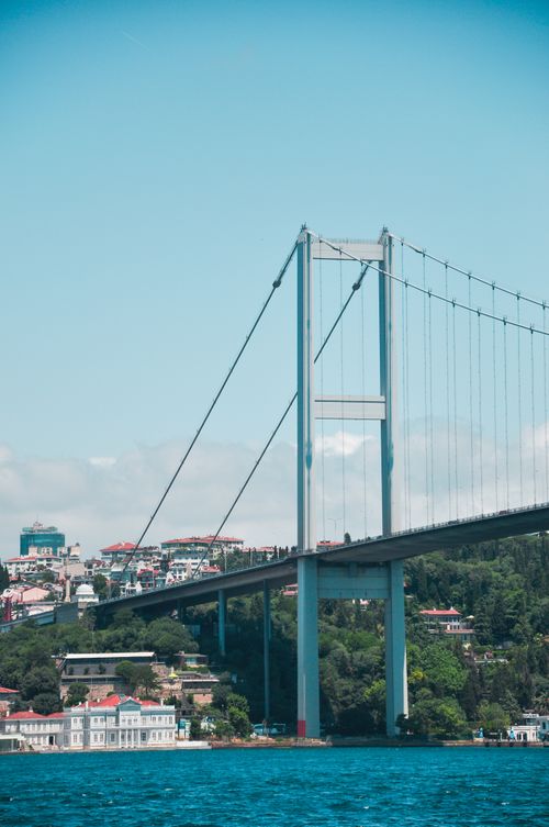 Free A scenic view of the Bosphorus Bridge spanning the Bosphorus Strait in Istanbul. Stock Photo