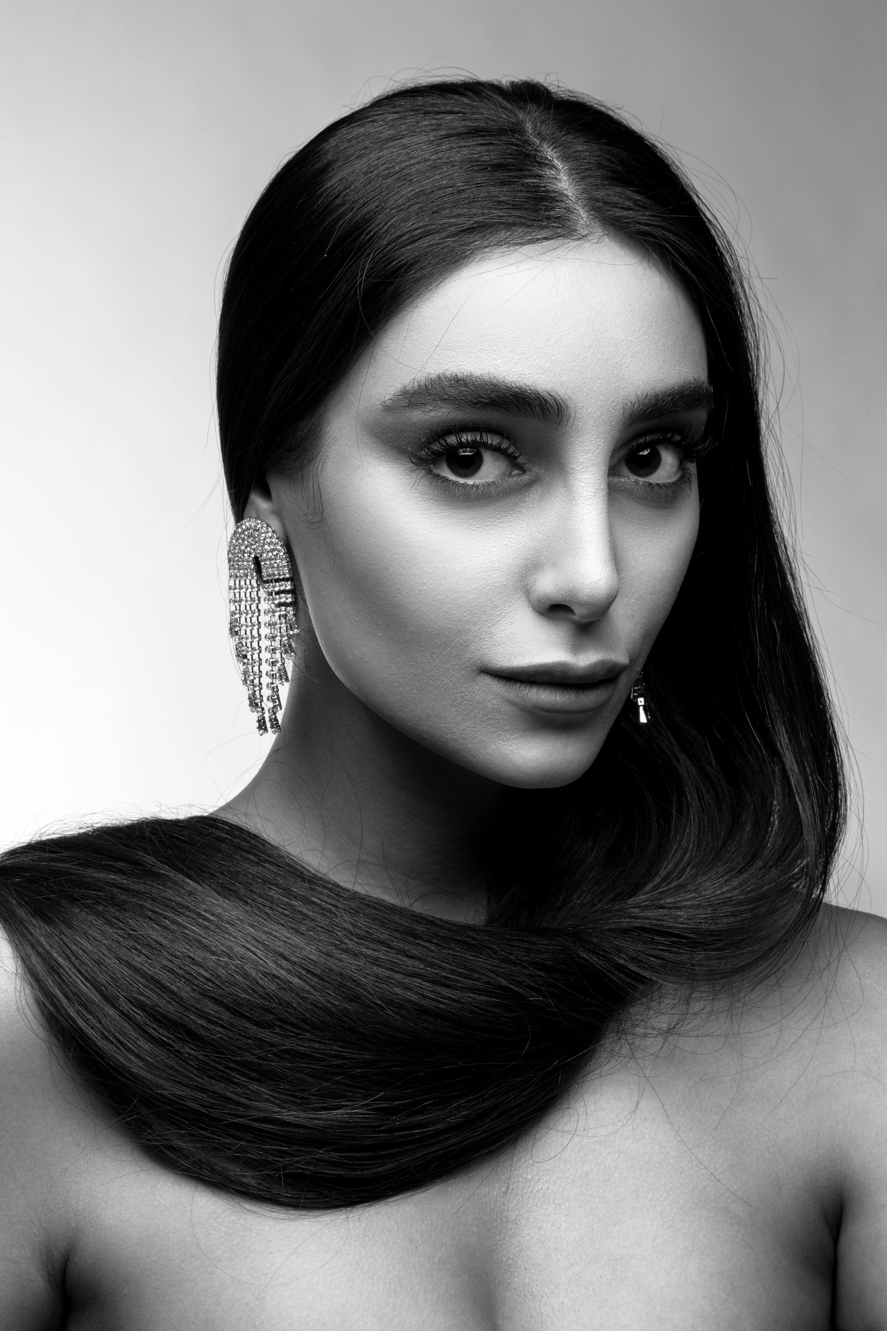elegant black and white portrait of a woman