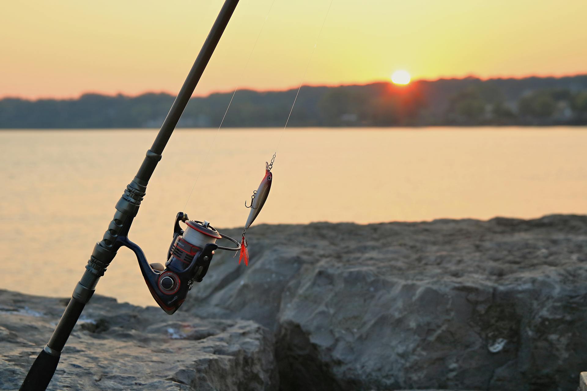 Fishing at Sunrise on Webster Lake Pier