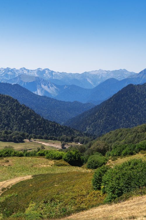 Free Stunning mountain landscape in Gagra with lush greenery and clear blue skies. Stock Photo