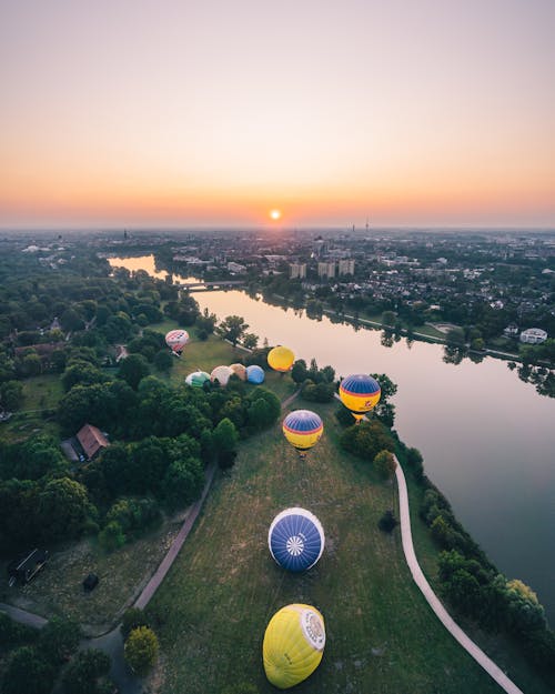gratis Hete Luchtballons Op Veld Stockfoto