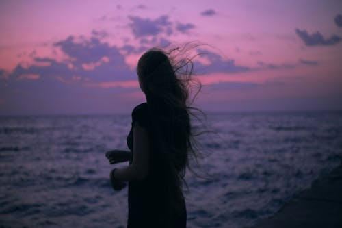 Immagine gratuita di capelli lunghi, cielo viola, da solo
