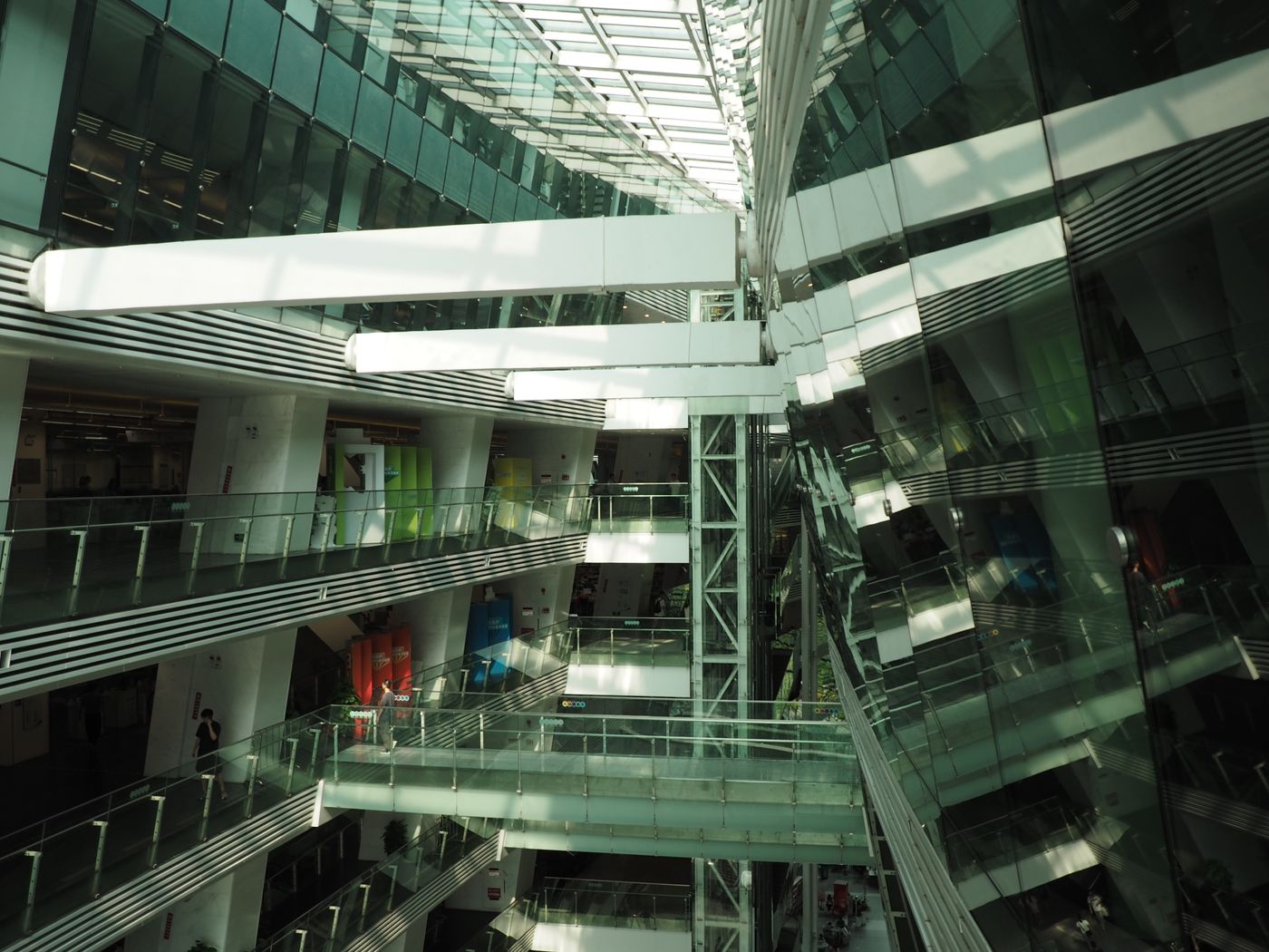 Daylit atrium interior typical of a commercial camera and intercom deployment