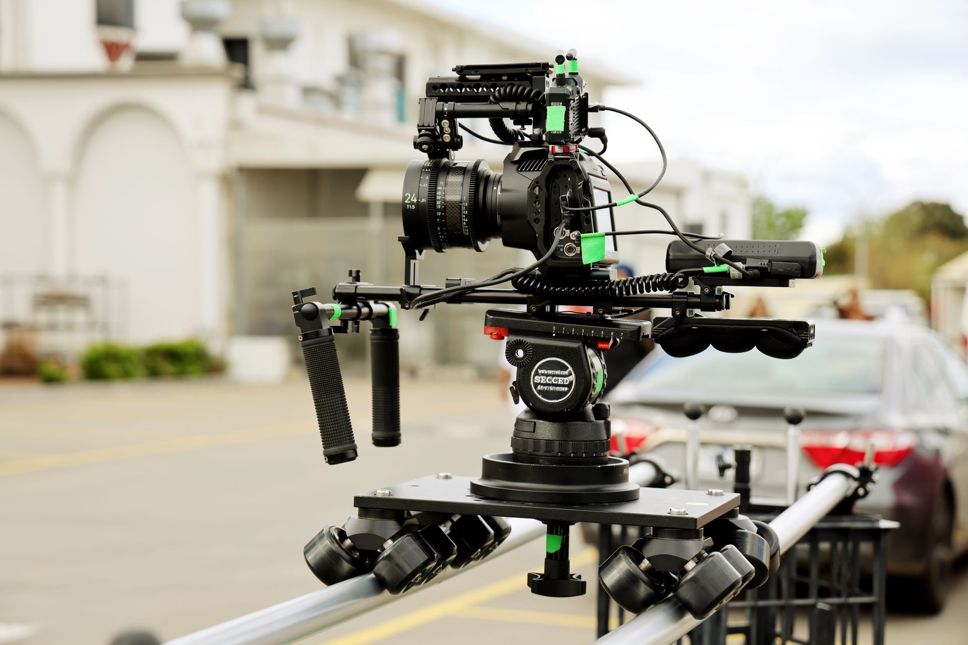 Professional Camera Setup on a Dolly Track