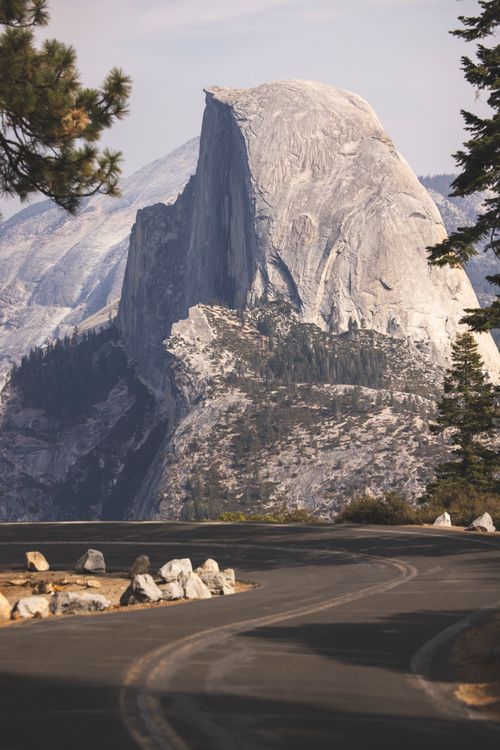 Free A stunning view of Half Dome under a clear sky in Yosemite, showcasing natural beauty. Stock Photo