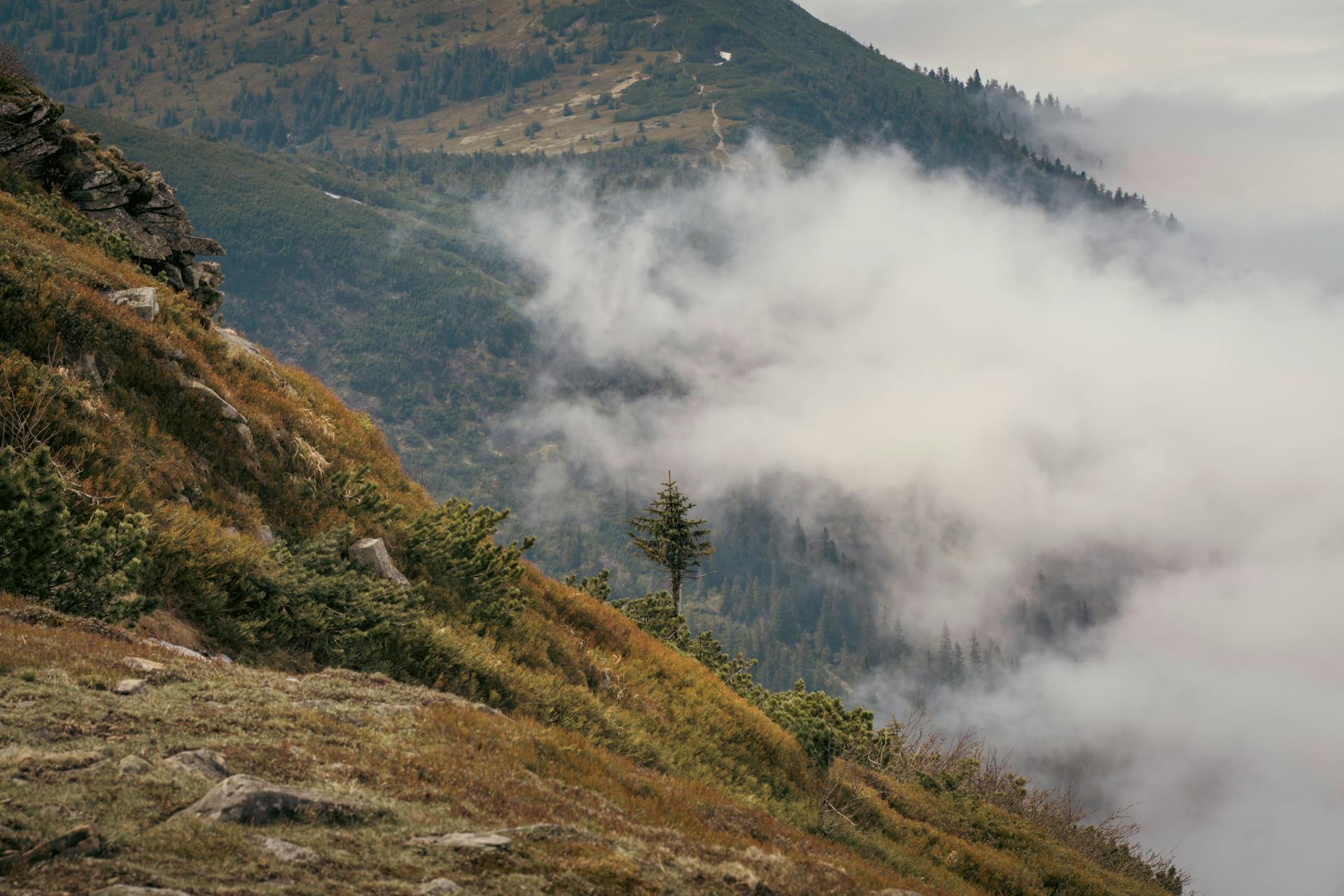 Majestic Tatra Mountains Shrouded in Clouds