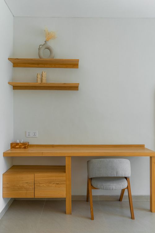 Minimalist Wooden Desk in Modern Interior · Free Stock Photo