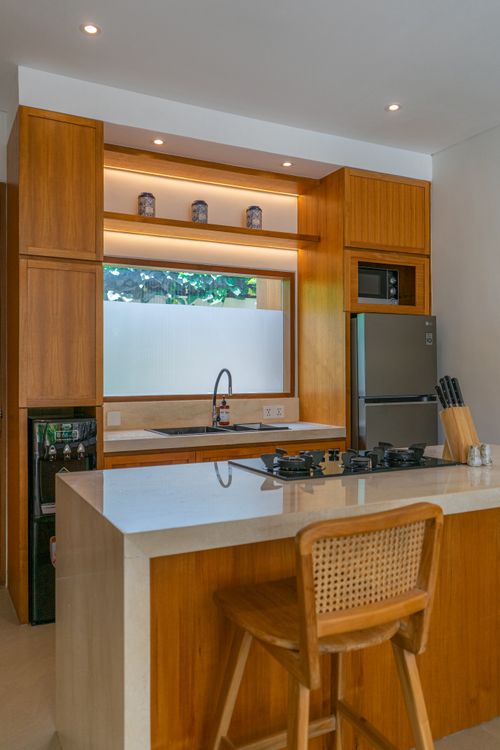 Modern Wooden Kitchen Interior with Island · Free Stock Photo