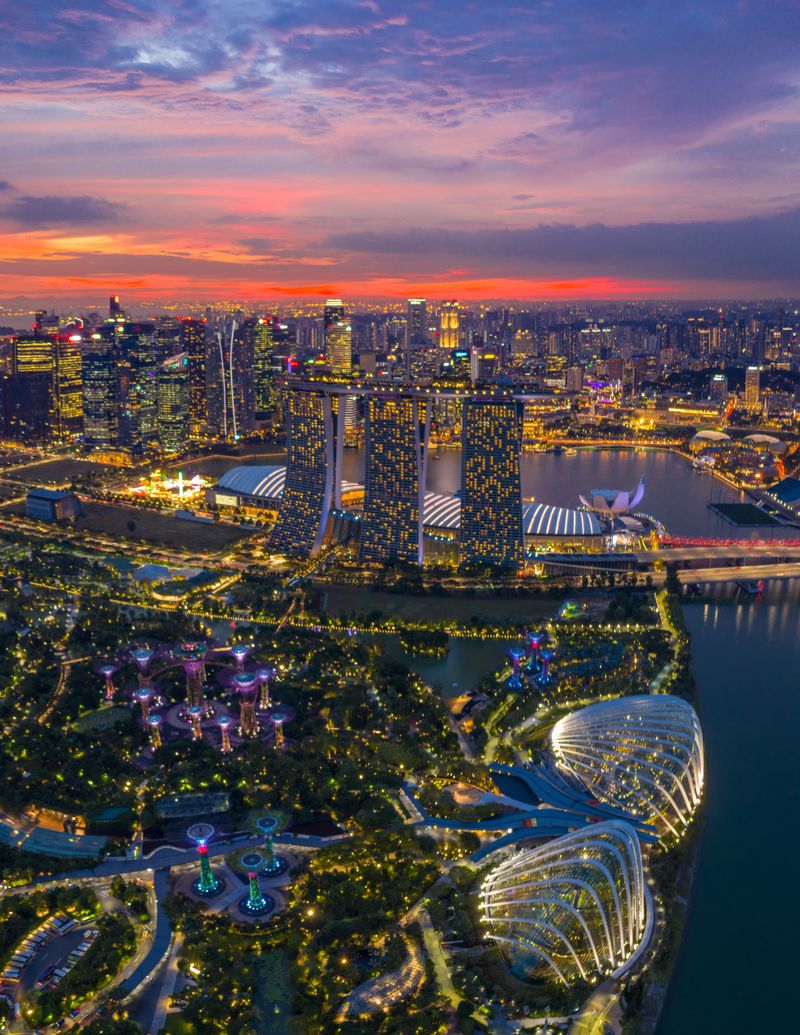 Singapore Marina Bay skyline at twilight