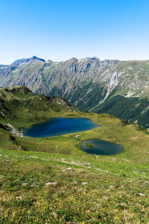 Free Breathtaking view of mountain lakes amidst lush landscapes in Gagra, perfect for nature enthusiasts. Stock Photo