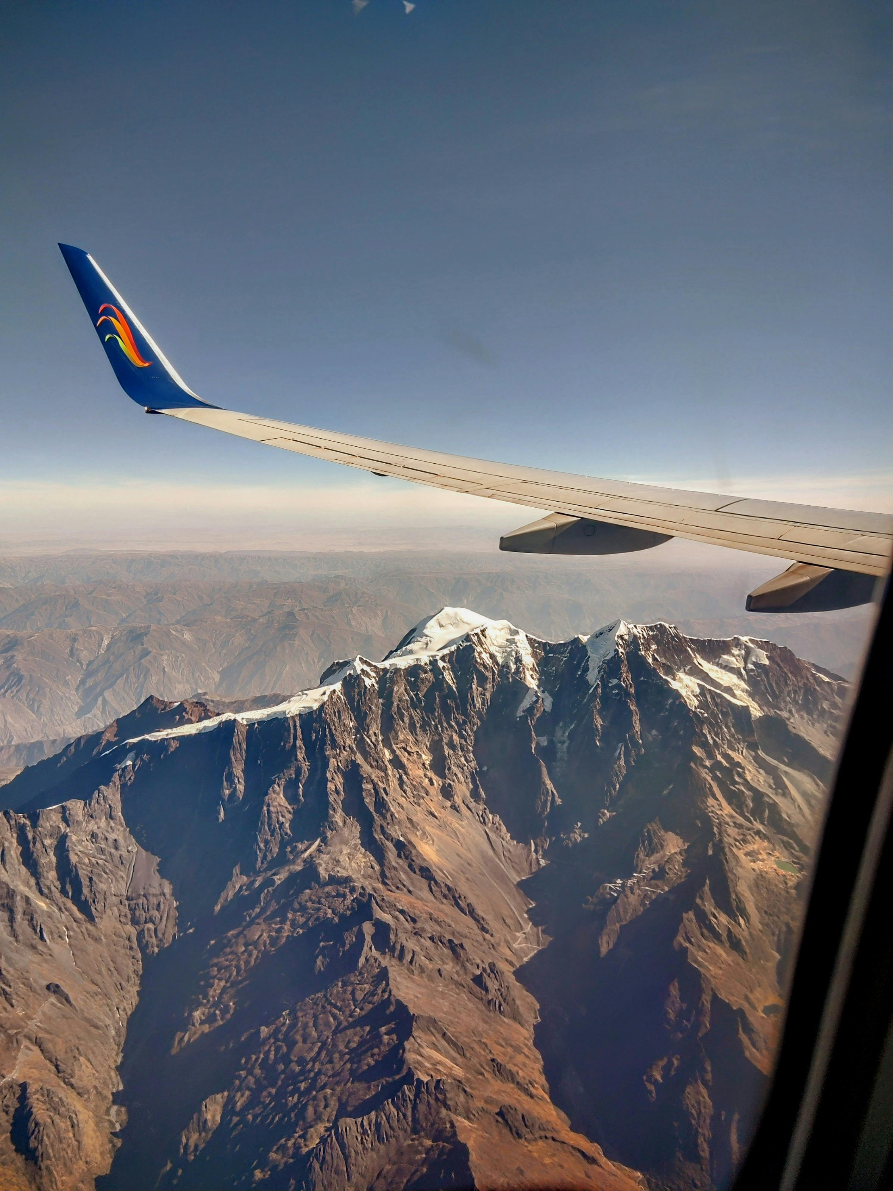 spectacular view of andes mountains from airplane