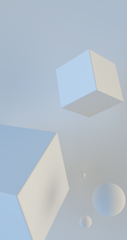 Floating 3D cubes and spheres on a soft gradient background, perfect for minimalist design.