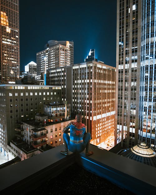 Free Spider Man on Top of Building Stock Photo