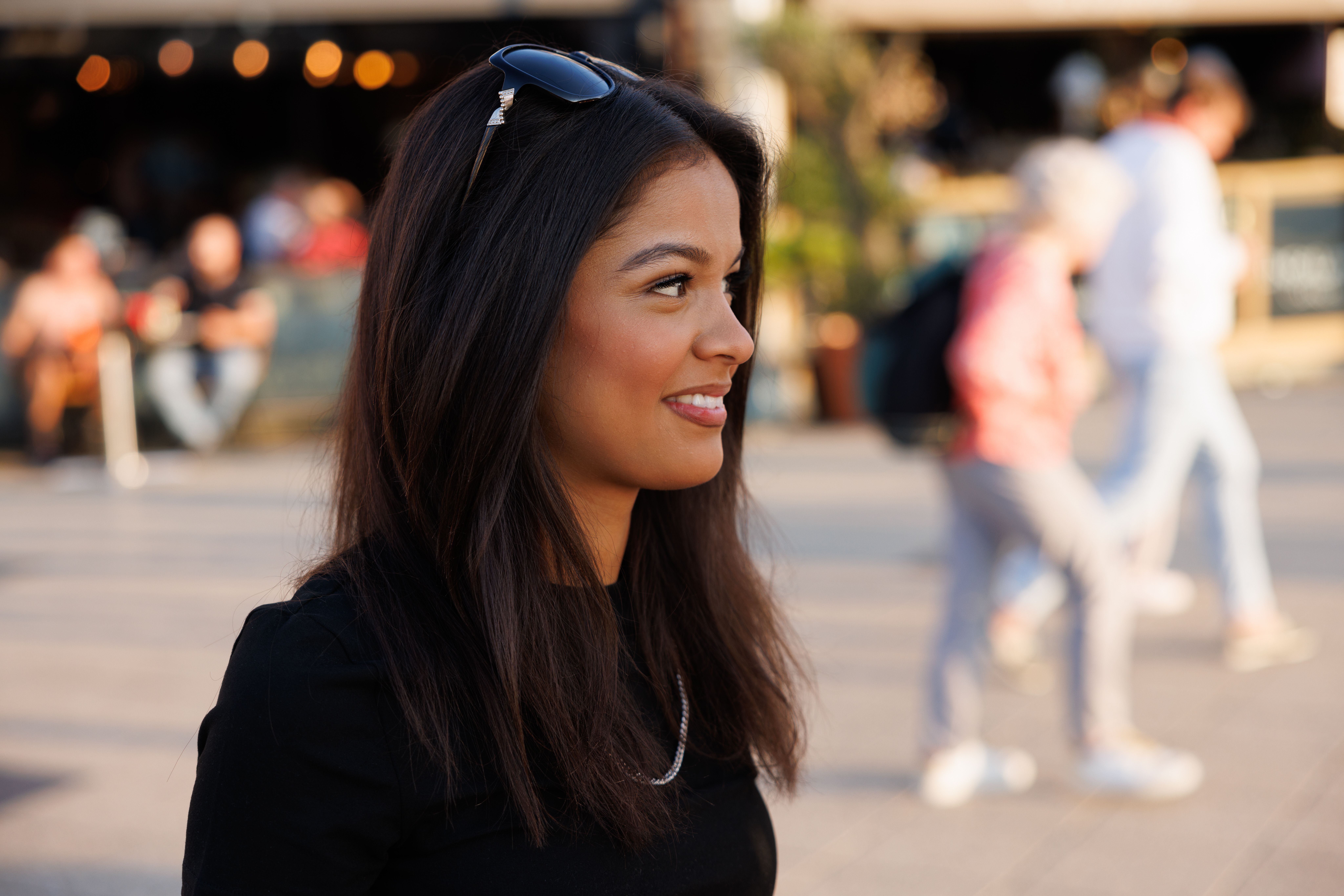 Wearing smart glasses on a daily walk