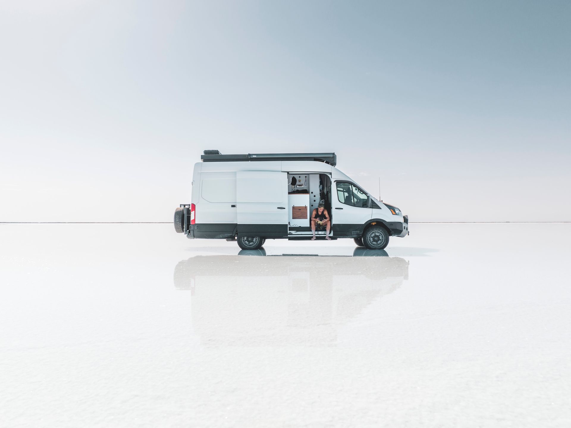Minimalist Van Life on Bonneville Salt Flats