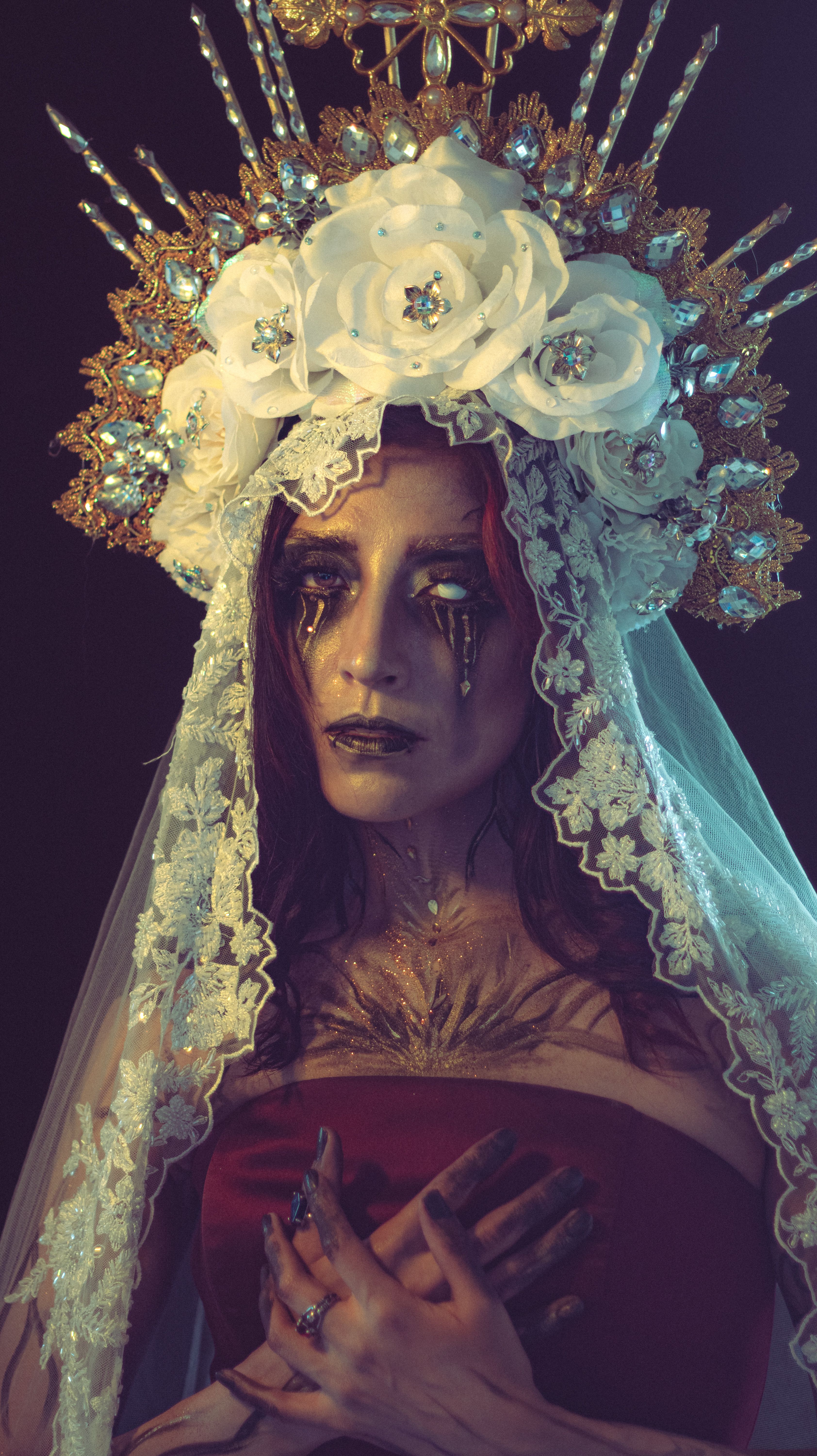 Dramatic Portrait of Woman in Ornate Headpiece · Free Stock Photo