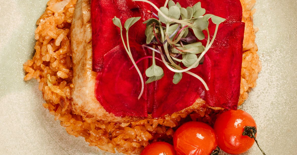 Gourmet Dish with Beet and Rice Plating · Free Stock Photo