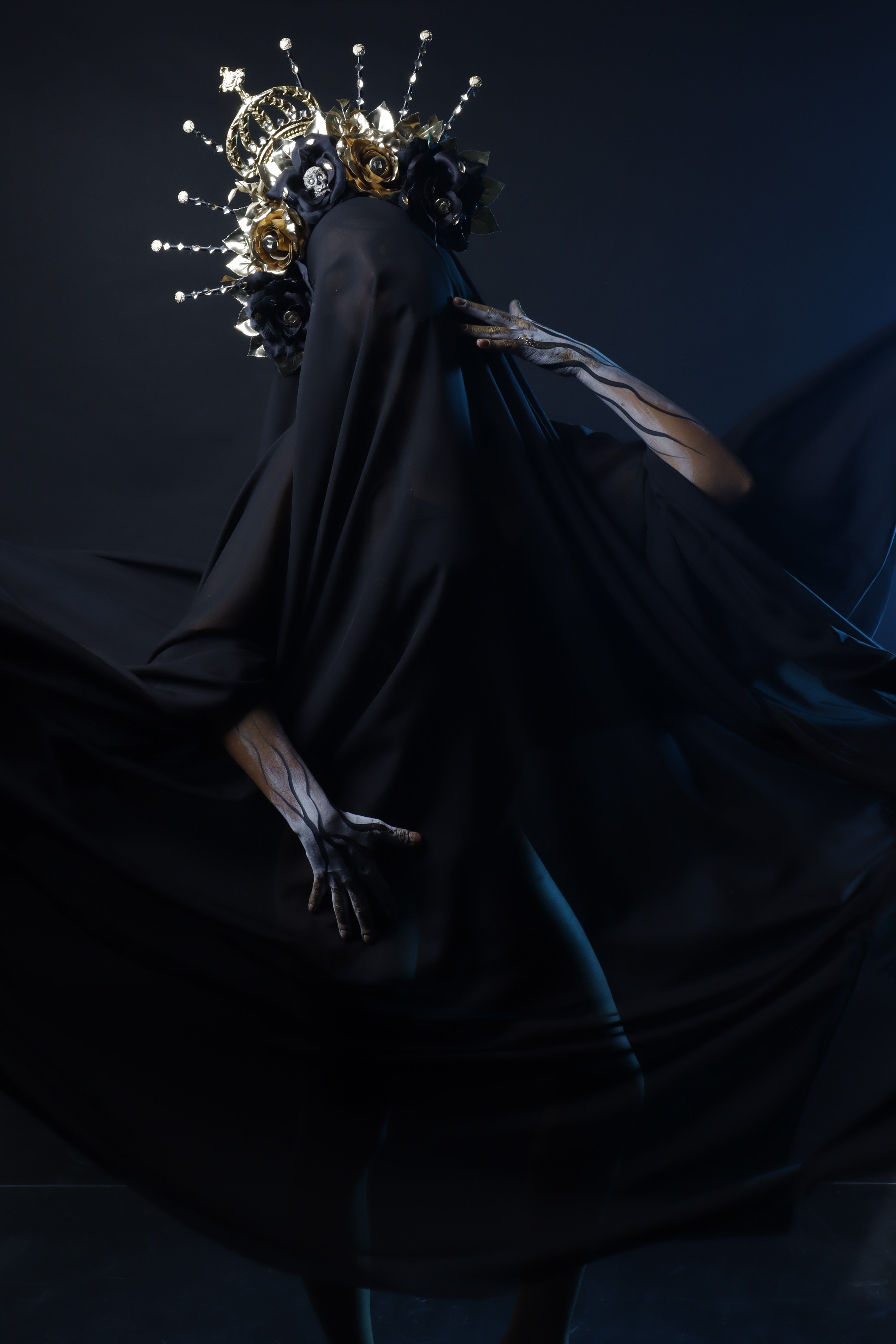 slim fit dress slacks Black and gold beaded Victorian Dress (POA) main image 0
