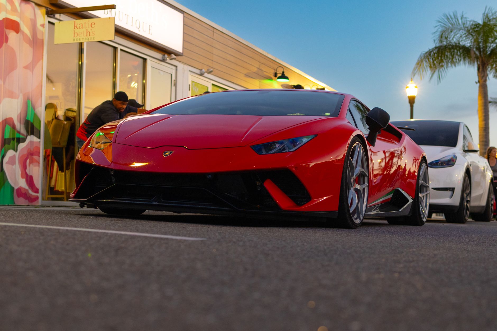 Lamborghini lineup on Sunset Boulevard Los Angeles