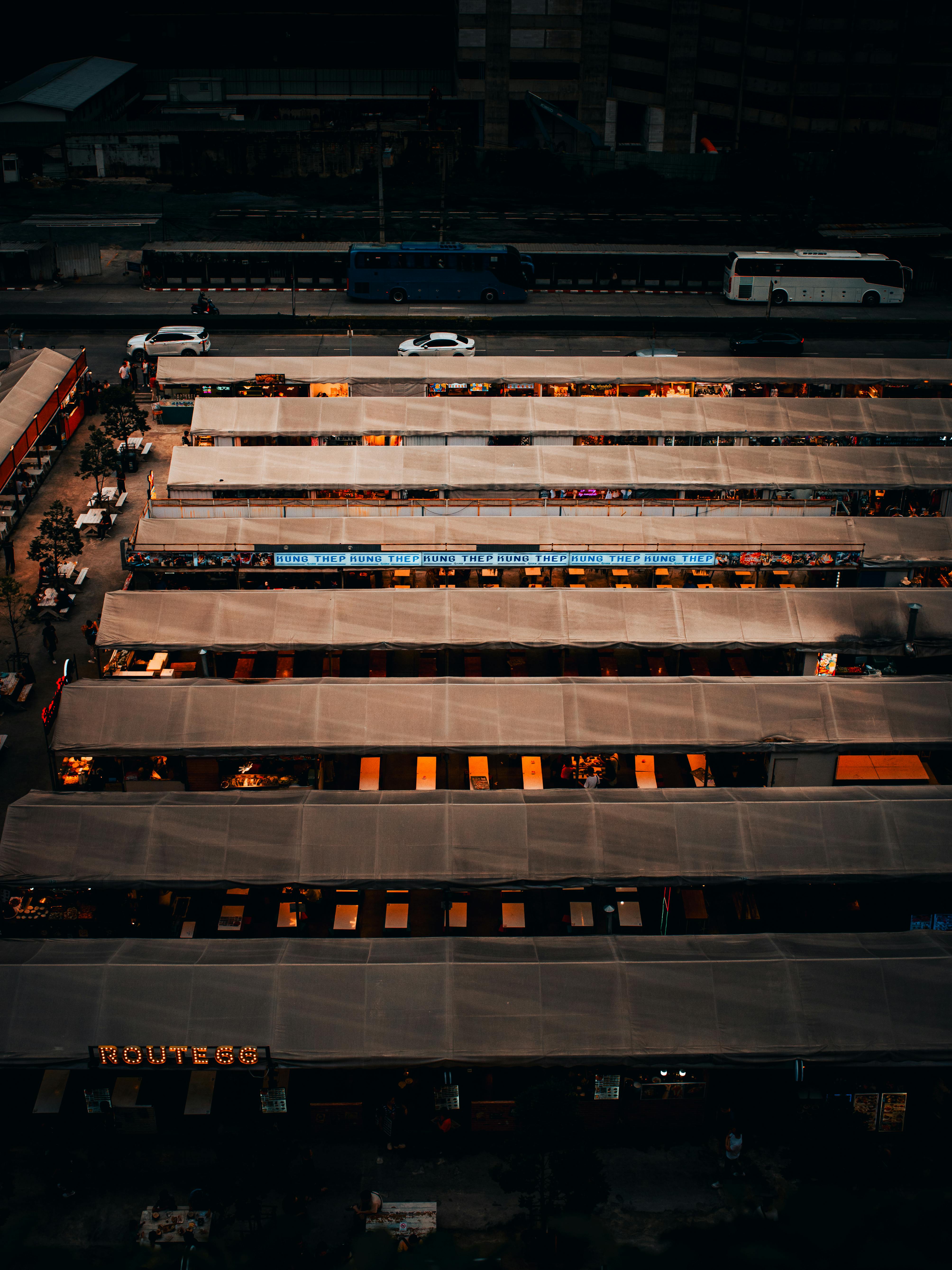 night market aerial view in bangkok thailand