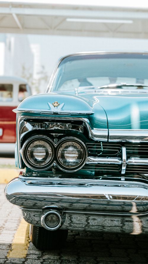 Free Detailed front view of a vintage American car captured in Brazil, showcasing classic design. Stock Photo