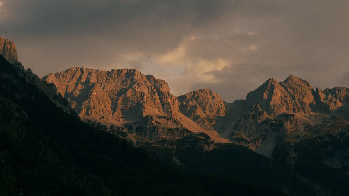 Steep peaks above the Valbona valley at sunset