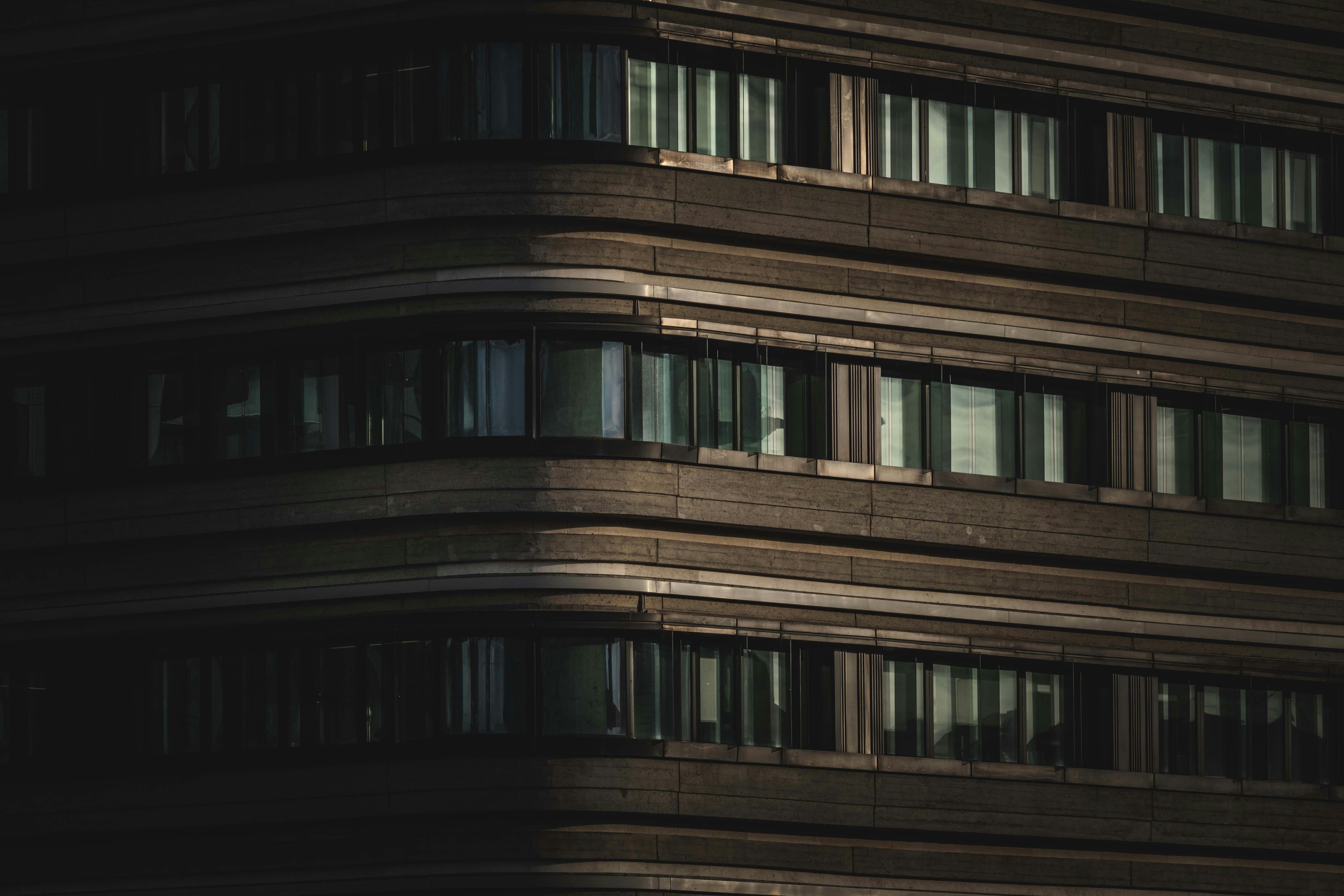 modern architectural building facade at night