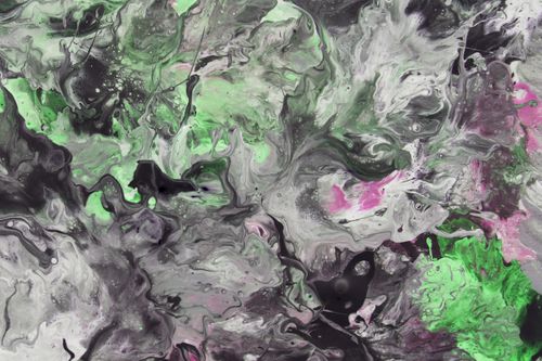 Free Dynamic abstract fluid art with swirling green, black, and pink hues. Stock Photo