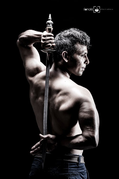 Free stock photo of body building, bodybuilder, sword