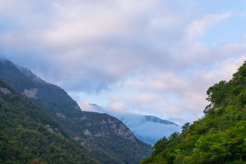 Free Tranquil view of lush mountainous terrain under a cloudy sky in Гагра. Stock Photo