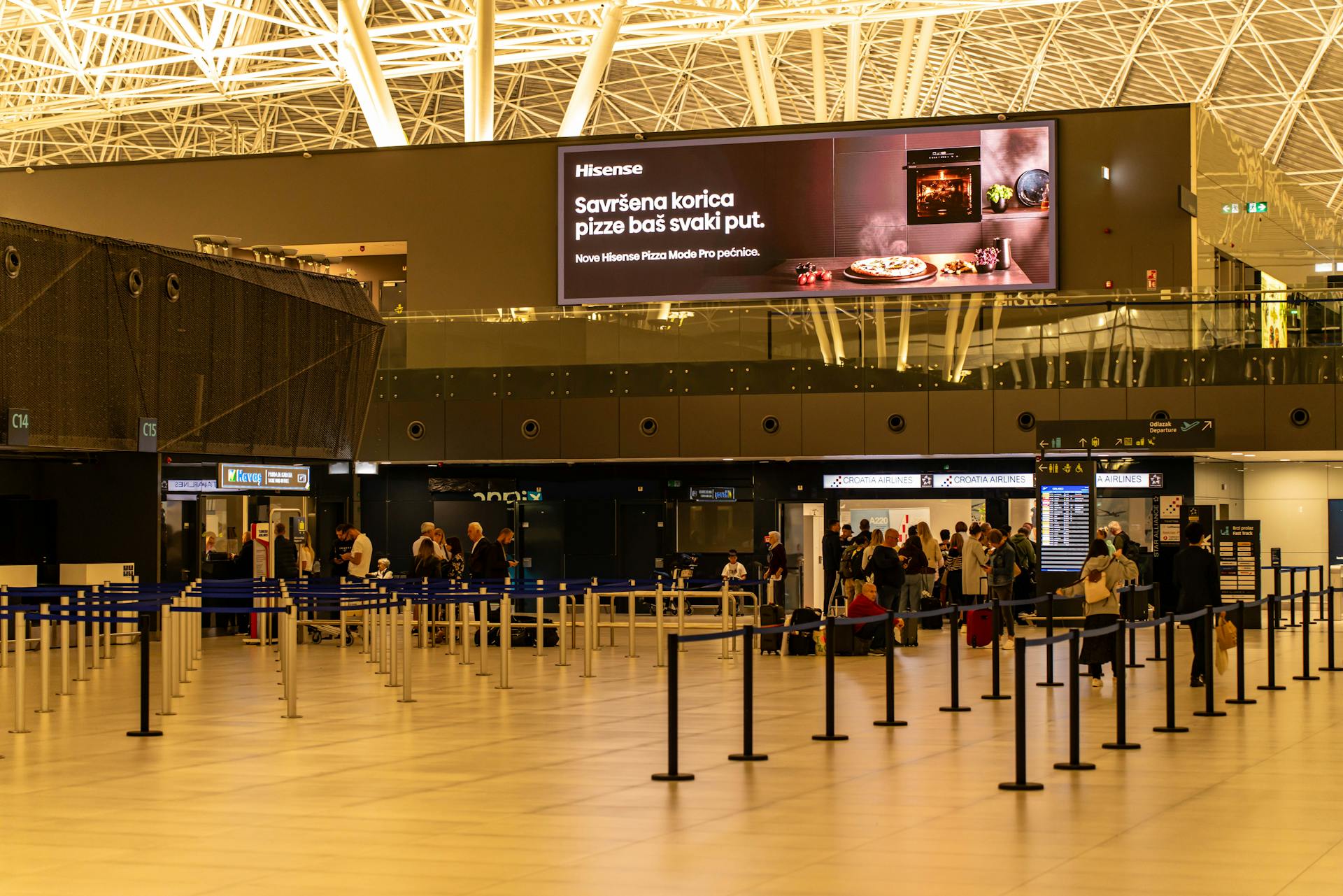 Busy Zagreb Airport Check-In Area