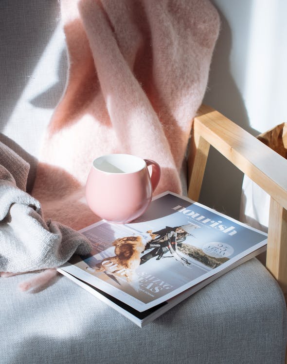 Free Pink Mug and Magazine Stock Photo