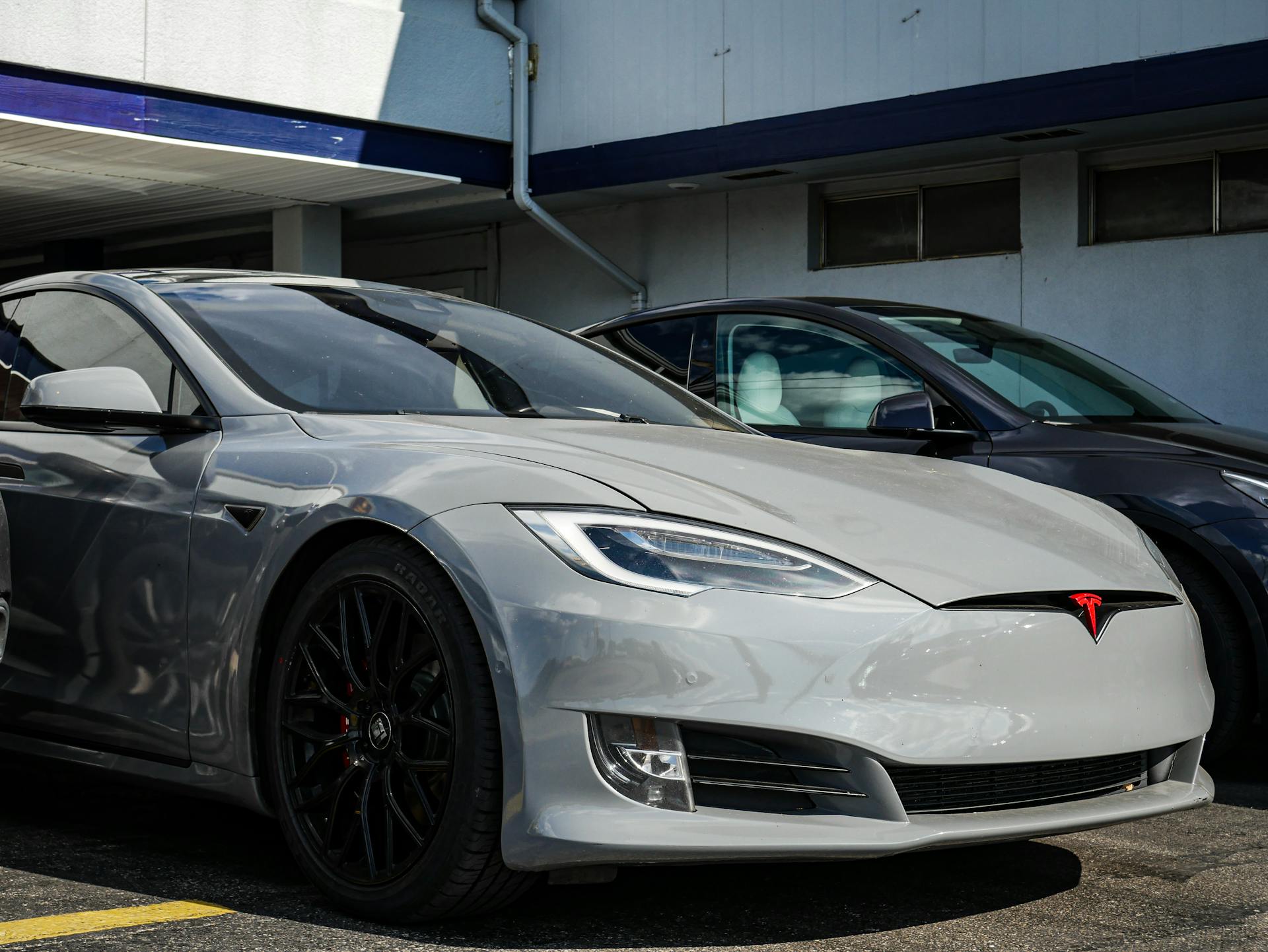 Sleek Tesla Model S Electric Car Parked Outdoors