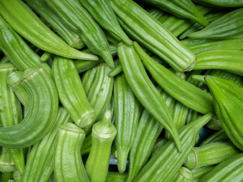 Free Close-up of fresh green okra pods, showcasing their vibrant color and texture. Stock Photo