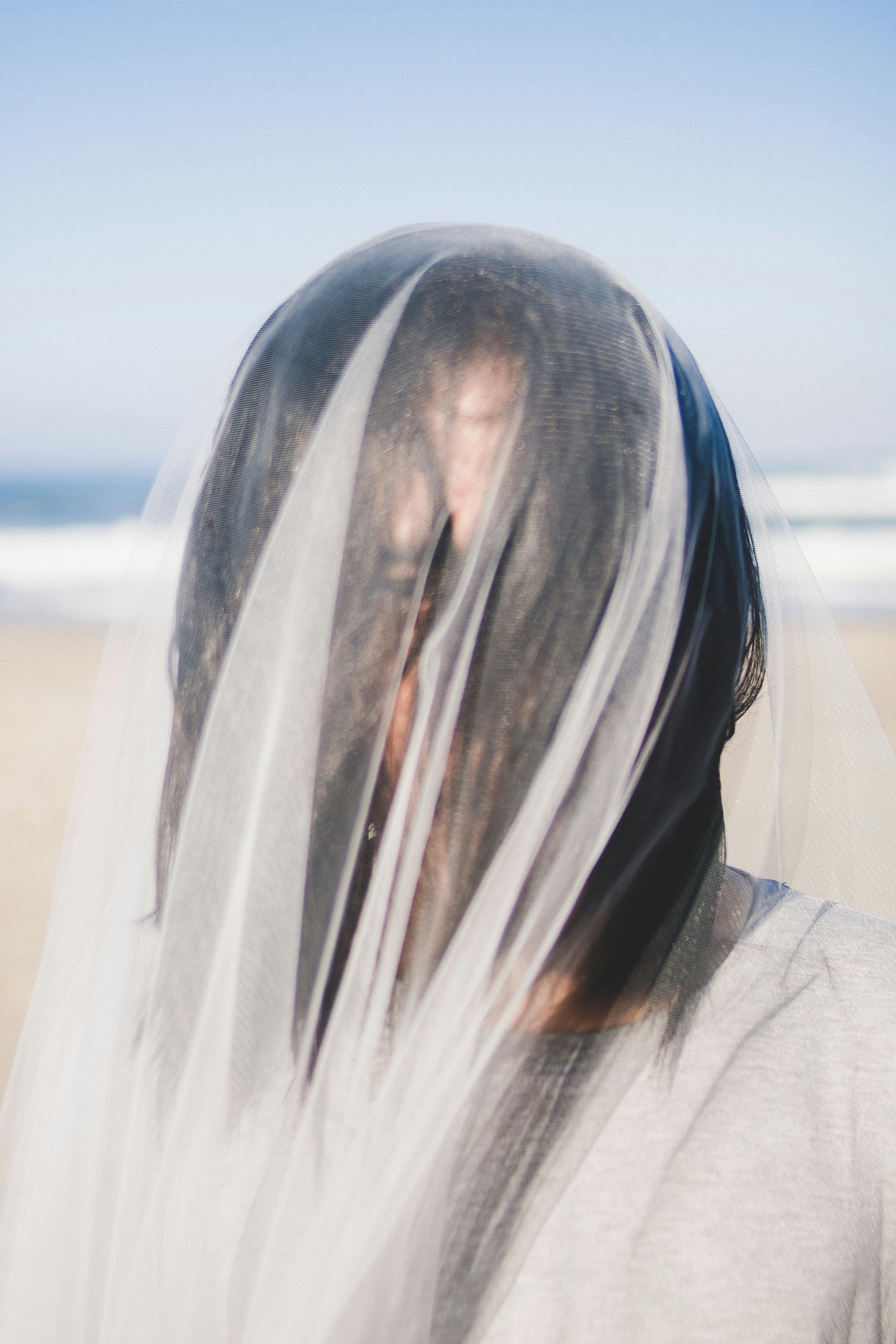 Woman Covered With White Veil · Free Stock Photo