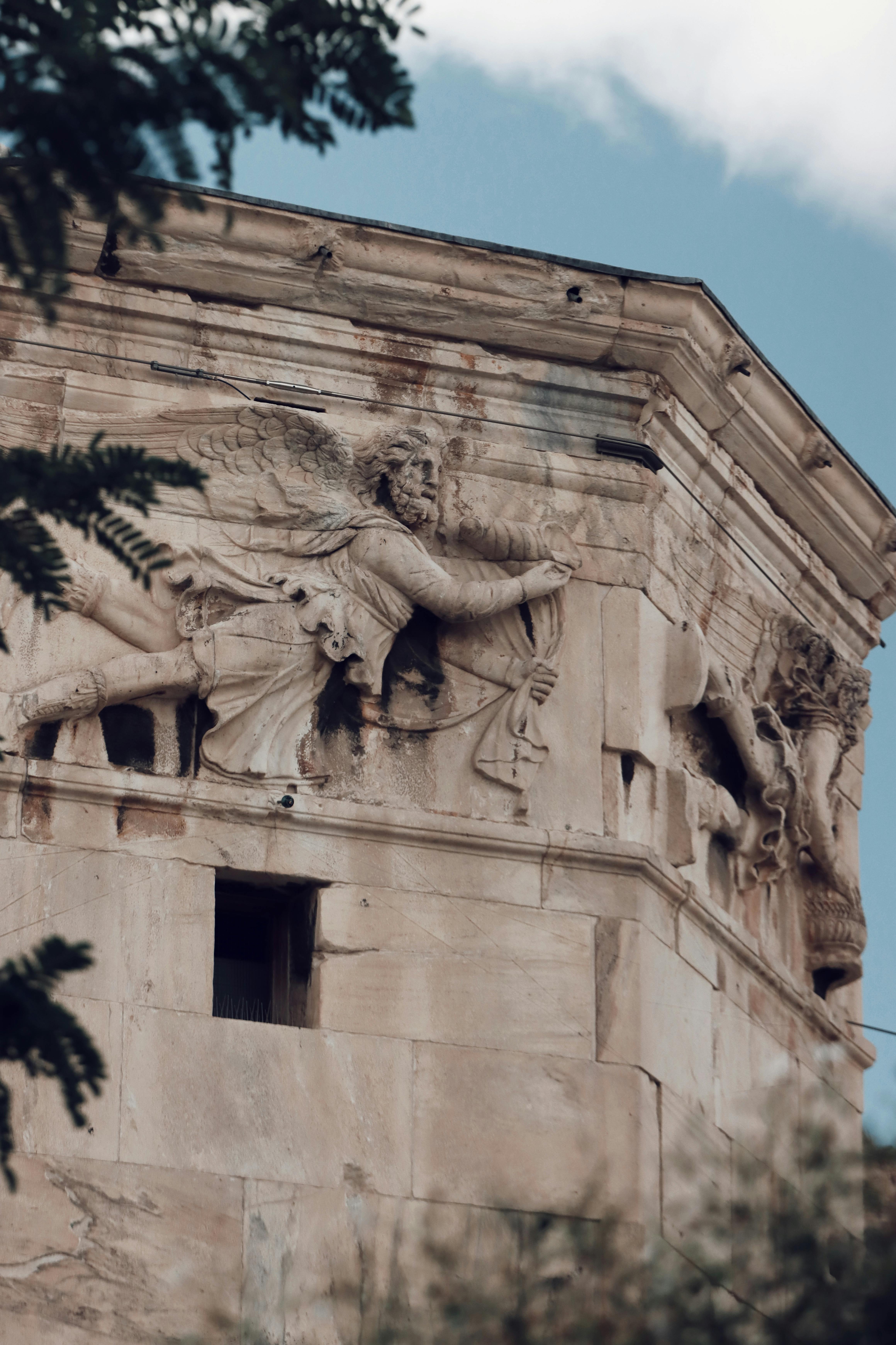 detailed view of the tower of the winds in athens