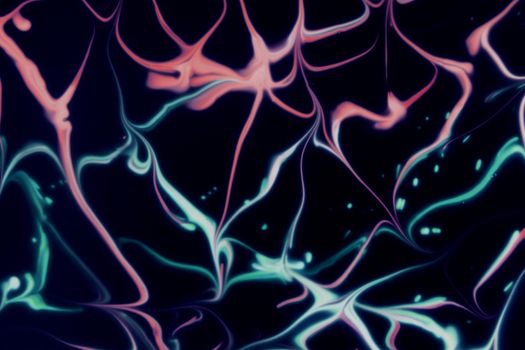Creative abstract art featuring vibrant fluid lines and colors on a dark background.