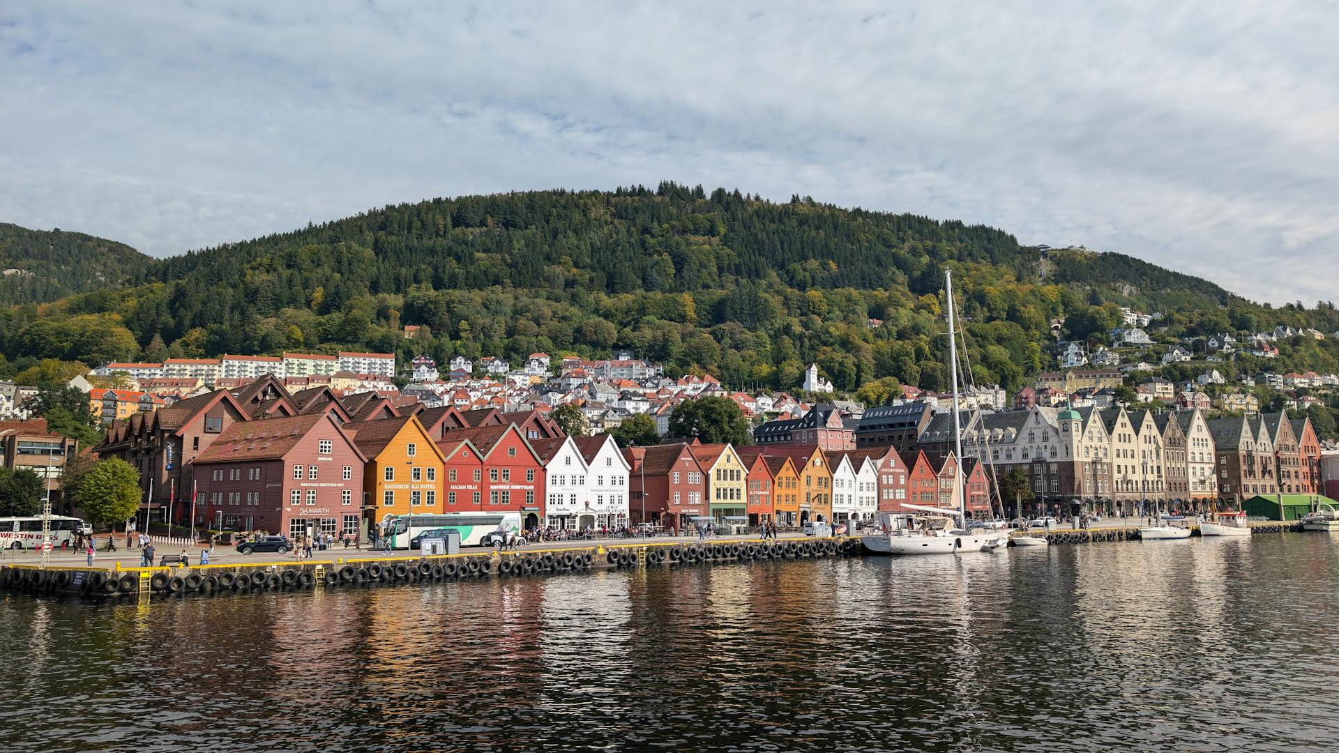 Scenic View of Bryggen Wharf in Bergen, Norway